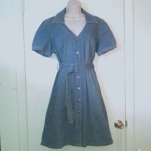 Vintage rare fashion belted denim dress